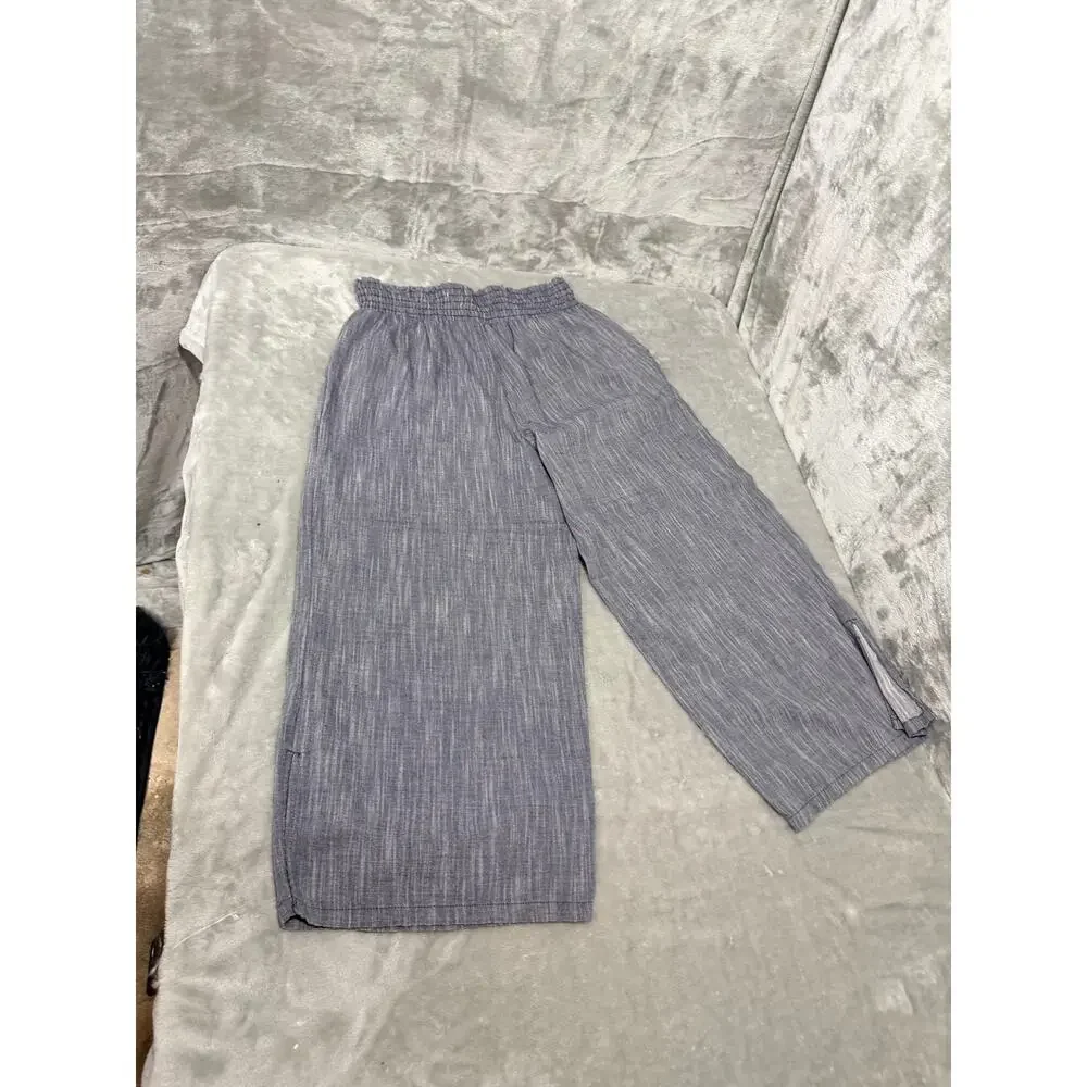 Aerie S/P Blue Chambray 2 Piece Crop Top Wide Leg Pants Set